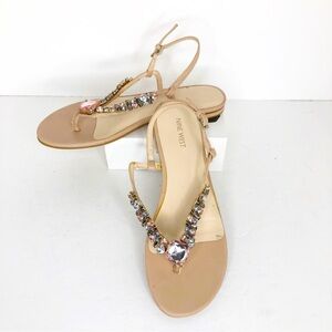 Nine west chunky rhinestone vegan leather sandals